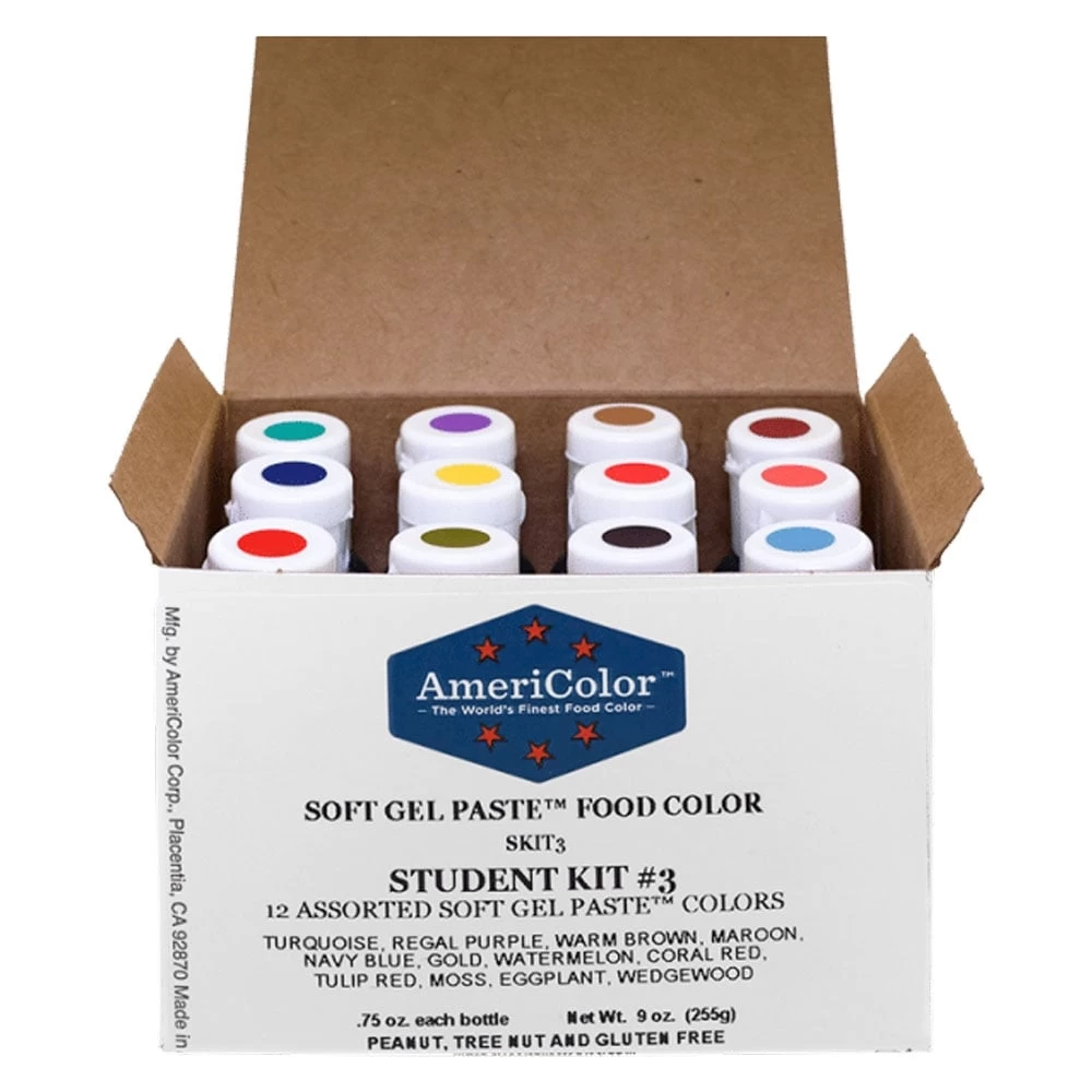 AmeriColor Student Kit 3 - Soft Gel Paste Colour 0.75oz 3 AmeriColor Student Kit 3 - Soft Gel Paste Colour 0.75oz