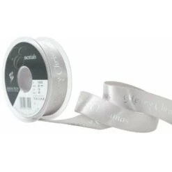 Berisford Ribbon Merry Christmas Silver Double Faced Satin Ribbon 20 Meters - 25mm X 20M