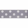 Berisford Ribbon Spotty Grosgrain Grey/Ivory Colour No.10 Ribbon - 15mm X 20M -Dream Cake Shop berisford ribbon spotty grosgrain grey ivory colour no 10 ribbon 15mm x 20m p13707 47701 image