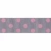 Berisford Ribbon Spotty Grosgrain Grey/Pink Colour No.13 Ribbon - 15mm X 20M -Dream Cake Shop berisford ribbon spotty grosgrain grey pink colour no 13 ribbon 15mm x 20m p13708 47703 image