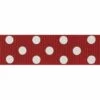 Berisford Ribbon Spotty Grosgrain Red/Ivory Colour No.8 Ribbon - 15mm X 20M -Dream Cake Shop berisford ribbon spotty grosgrain red ivory colour no 8 ribbon 15mm x 20m p13704 47698 image