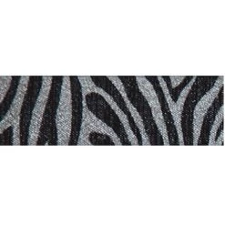 Berisford Ribbon Zebra Stripes Prints Silver / Black Ribbon - 25mm X 20M