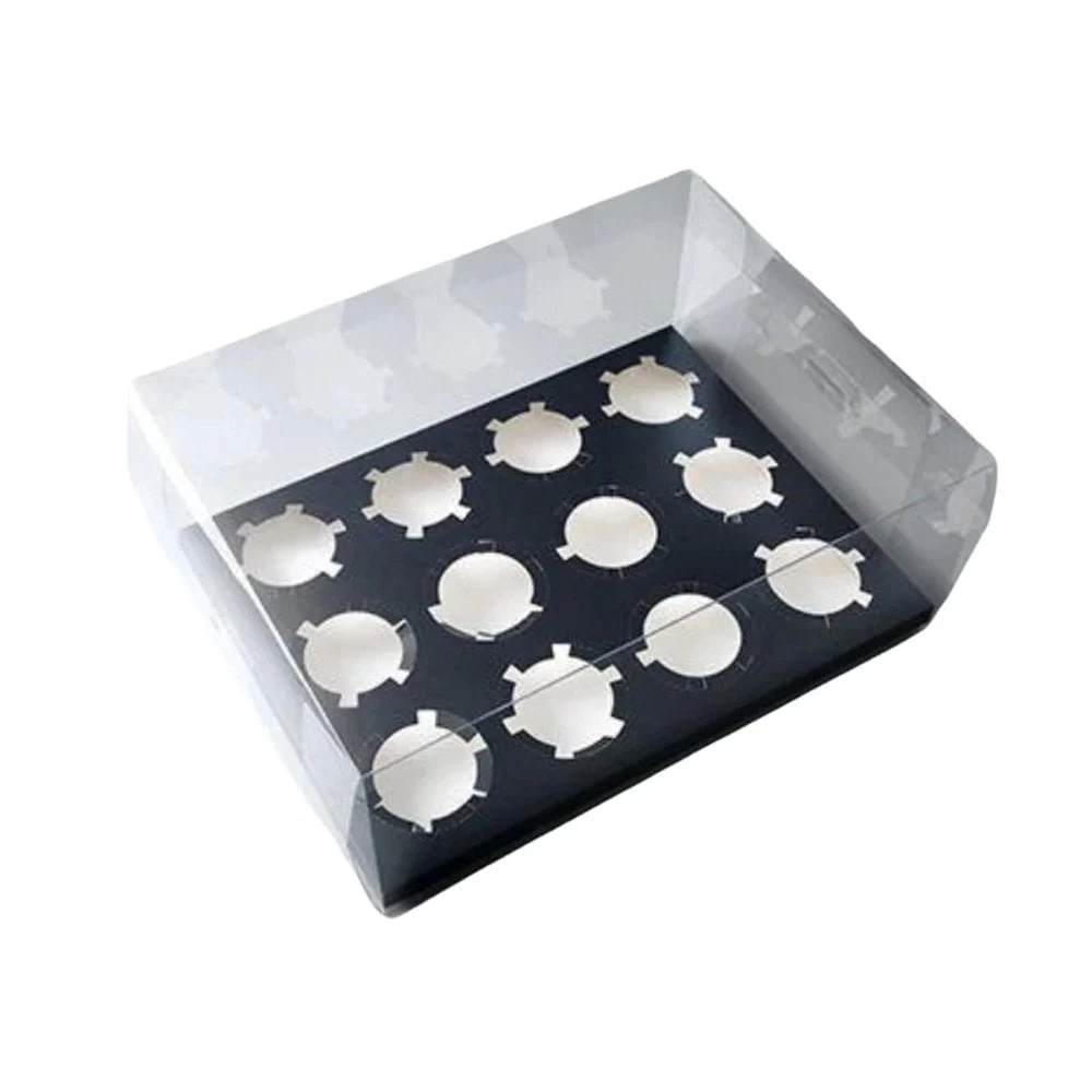 Cake Craft Company Black Deluxe Crystal Transparent Cupcake Boxes - Holds 12 4 Cake Craft Company Black Deluxe Crystal Transparent Cupcake Boxes - Holds 12 - Image 2