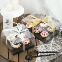 Cake Craft Company Black Deluxe Crystal Transparent Cupcake Boxes - Holds 4 -Dream Cake Shop cake craft company black deluxe crystal transparent cupcake boxes holds 4 p18613 66581 image