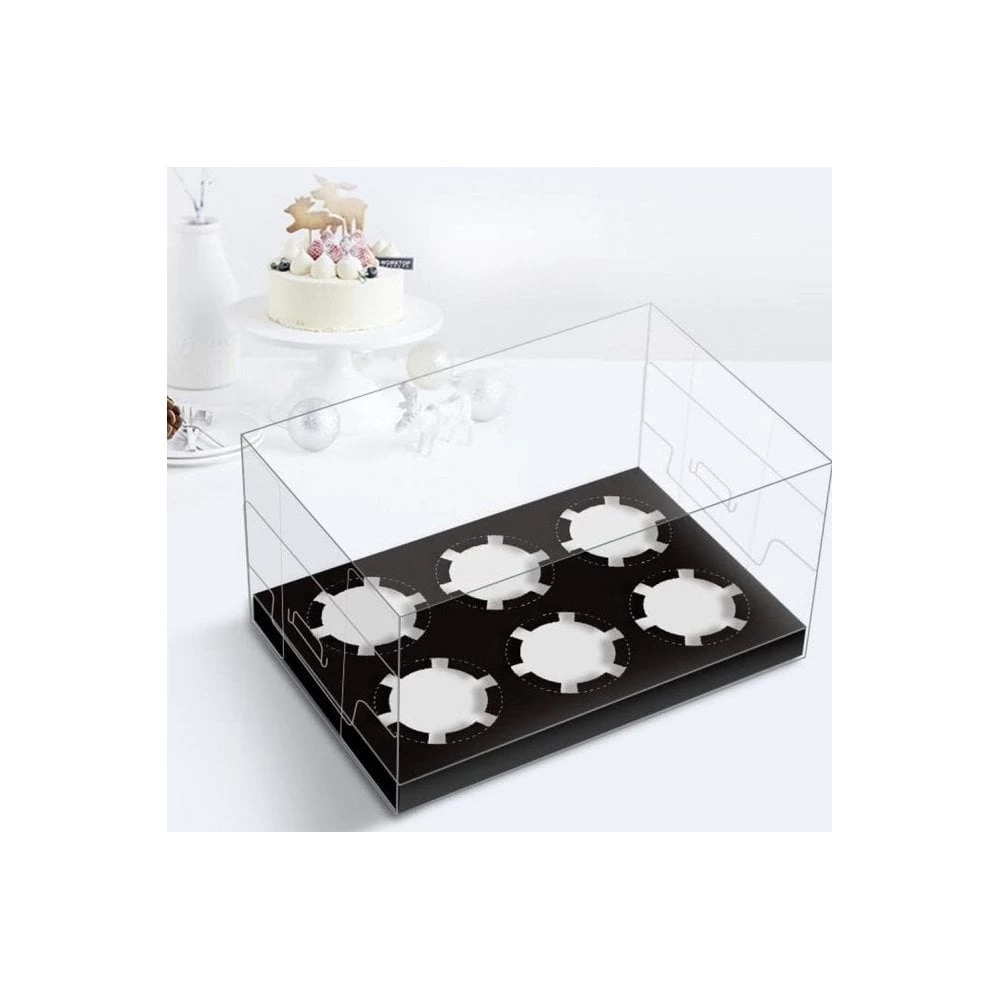 Cake Craft Company Black Deluxe Crystal Transparent Cupcake Boxes - Holds 6 5 Cake Craft Company Black Deluxe Crystal Transparent Cupcake Boxes - Holds 6 - Image 3