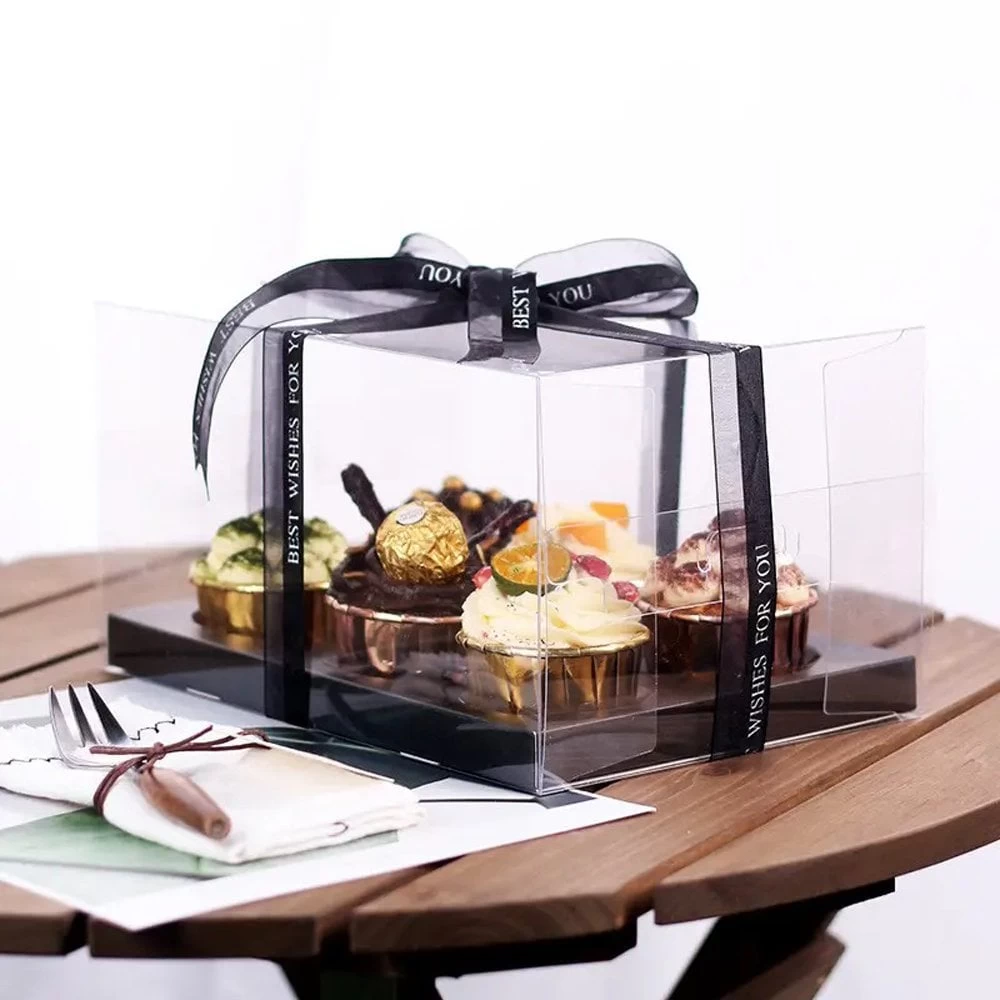 Cake Craft Company Black Deluxe Crystal Transparent Cupcake Boxes - Holds 6 4 Cake Craft Company Black Deluxe Crystal Transparent Cupcake Boxes - Holds 6 - Image 2