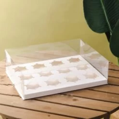 Cake Craft Company White Deluxe Crystal Transparent Cupcake Boxes - Holds 12 -Dream Cake Shop cake craft company white deluxe crystal transparent cupcake boxes holds 12 p18619 66543 image