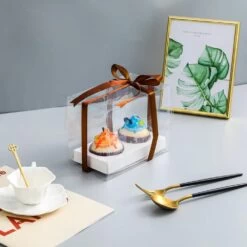 Cake Craft Company White Deluxe Crystal Transparent Cupcake Boxes - Holds 2