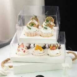 Cake Craft Company White Deluxe Crystal Transparent Cupcake Boxes - Holds 4 -Dream Cake Shop cake craft company white deluxe crystal transparent cupcake boxes holds 4 p18617 66396 image