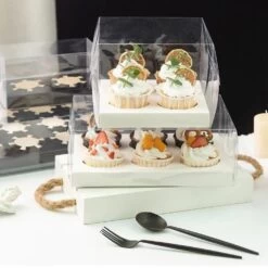 Cake Craft Company White Deluxe Crystal Transparent Cupcake Boxes - Holds 4 -Dream Cake Shop cake craft company white deluxe crystal transparent cupcake boxes holds 4 p18617 66398 image
