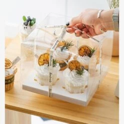 Cake Craft Company White Deluxe Crystal Transparent Cupcake Boxes - Holds 4