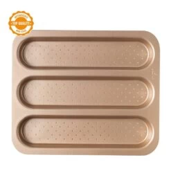 Decora Gold Line Non Stick Baguette Pan - 3 Cavities -Dream Cake Shop decora gold line non stick baguette pan 3 cavities p15858 55241 image