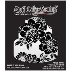 Evil Cake Genius Acrylic Cake Stencil - Rose Garden -Dream Cake Shop evil cake genius acrylic cake stencil rose garden p16565 58055 image