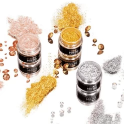 Fancy Sprinkles Metallic Prism Powder Set Of 3 - 4g - Gold , Silver & Champagne Rose Gold