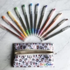 Gourmet Food Pens Full Set Of 12 - Double-Tip Edible Food Colouring Marker Pens + Free Random Design Pen Case