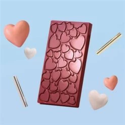 Martellato Professional Quality Signs Love Tablet Polycarbonate Chocolate Bars With Heart Motif Mould - 175 X 275mm - 3 Cavity