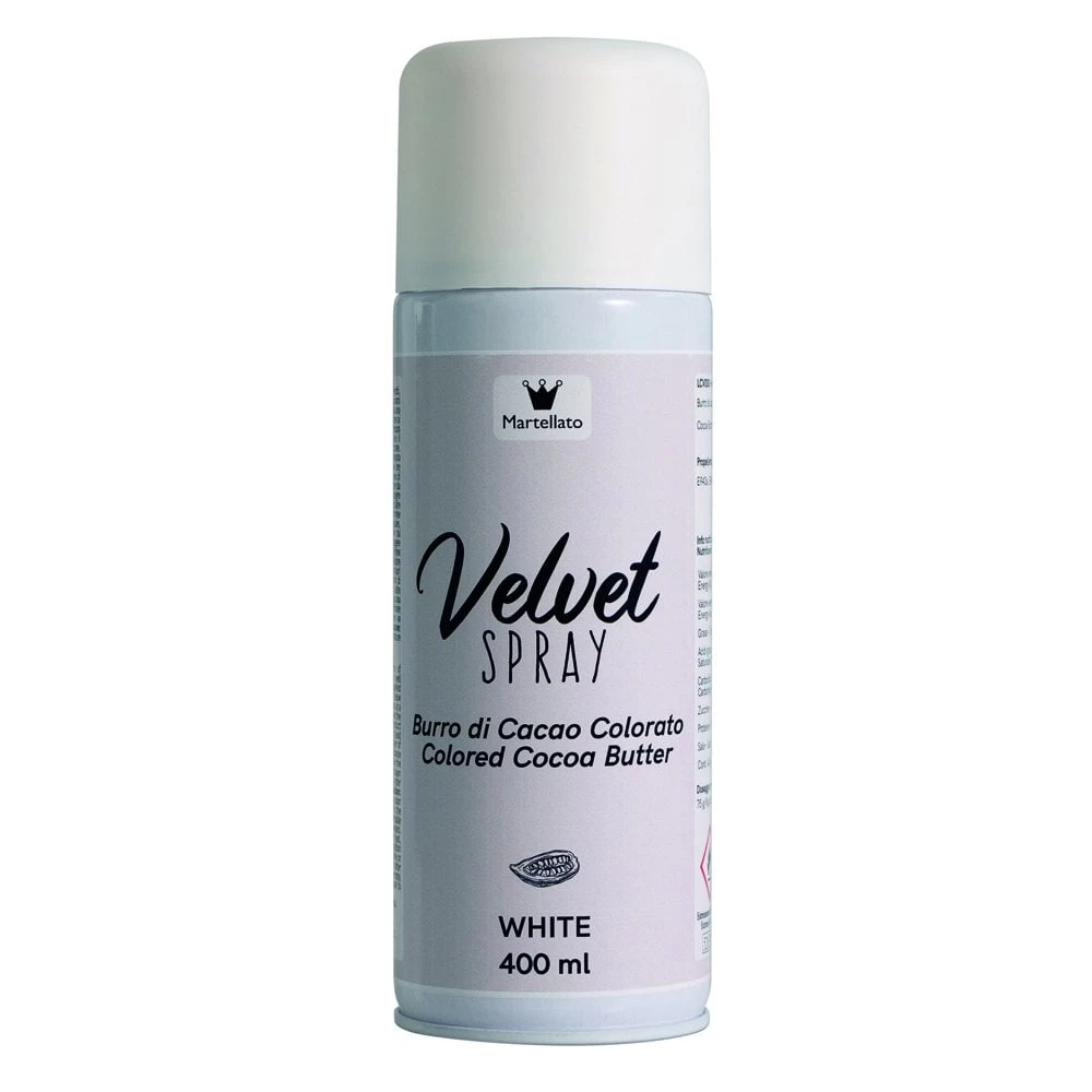 Martellato White Coloured Cocoa Butter Velvet Spray - 400ml 3 Martellato White Coloured Cocoa Butter Velvet Spray - 400ml