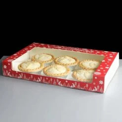 Premium Christmas Snowflake Deep Mince Pie Box 10x6.5x1.5 - Pack Of 25 -Dream Cake Shop premium christmas snowflake deep mince pie box 10x6 5x1 5 pack of 25 p6477 27451 image